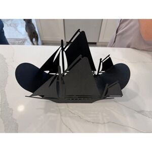 Black Metal Sailboat Toilet Paper Holder Stand Organizer Nautical Bathroom Decor